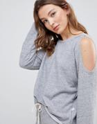 Nytt Elizabeth Raw Edge Cold Shoulder Top - Gray