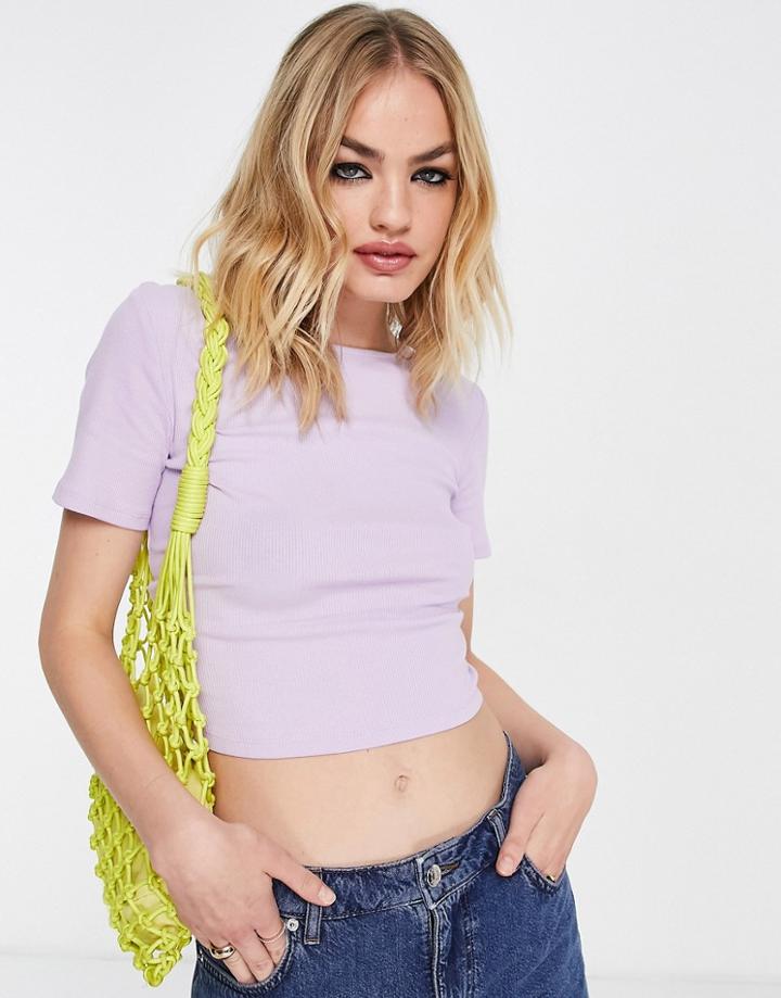 Vila Ruched Keyhole Back Detail Top In Lilac-purple