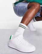 Truffle Collection Lace Up Sneakers In White With Green Tab-multi