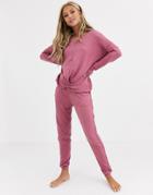 Women'secret Knot Front Long Sleeve Top In Grape-pink