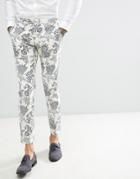 Twisted Tailor Wedding Super Skinny Suit Pants In Cream Flocked Linen - Cream