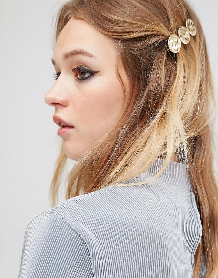 Designb London Triple Circle Hair Clip - Gold