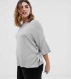 Koko Tie Side Top With 3/4 Sleeves - Gray