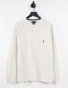 Polo Ralph Lauren Waffle Long Sleeve T-shirt With Pony Logo In Cream-neutral