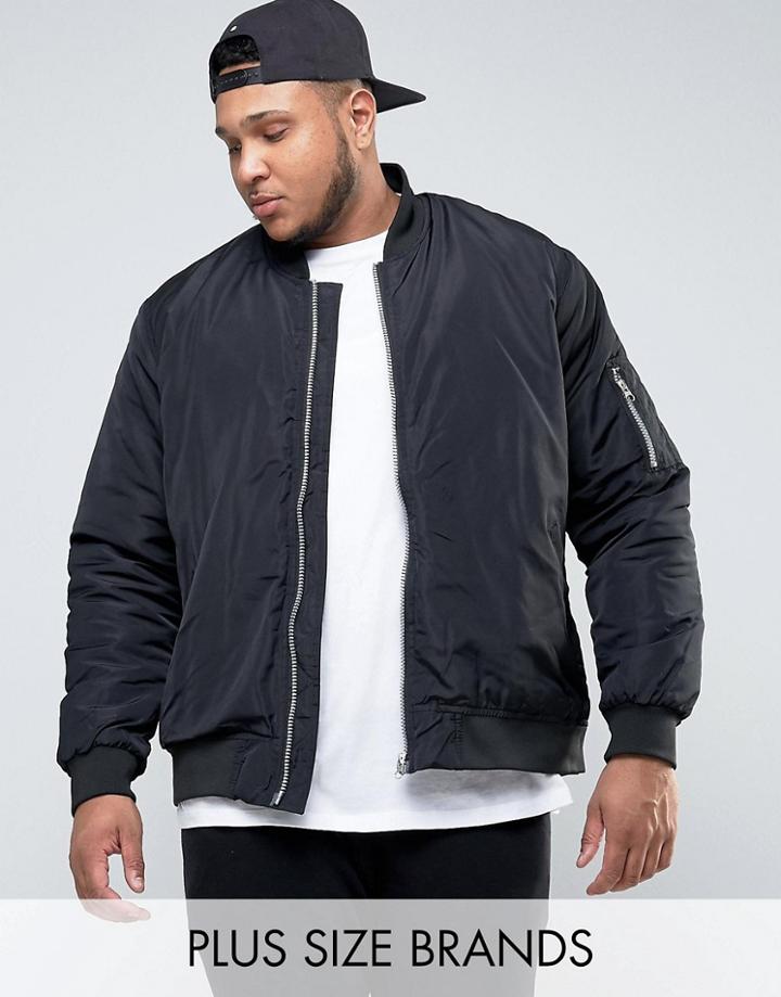 Duke Plus Ma1 Bomber Jacket In Black - Black