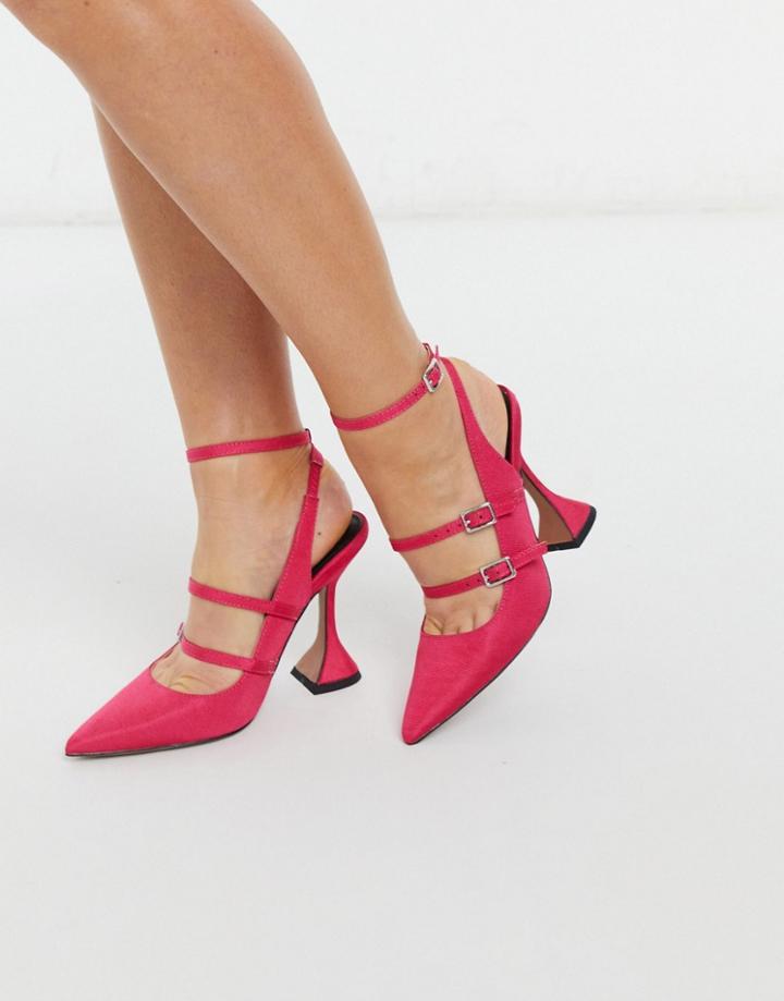 Asos Design Parry Multi Buckle High Heeled Shoes In Pink