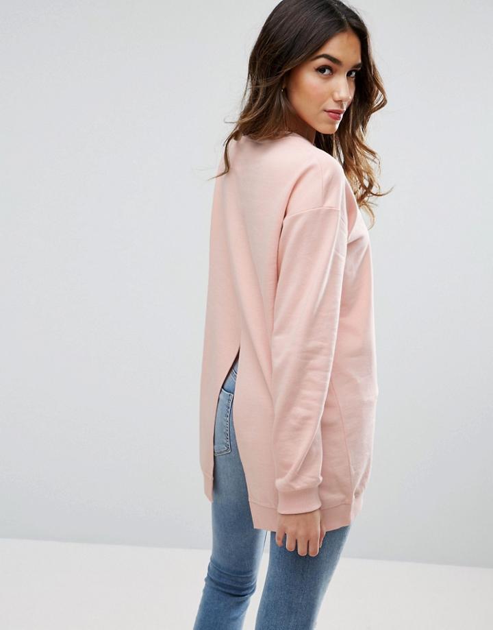 Asos Longline Split Back Sweat - Pink