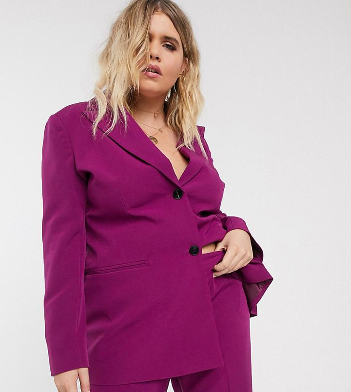 Asos Design Curve Pop Suit Blazer In Purple