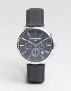 Ben Sherman Wb028ba Chronograph Leather Watch In Black - Black
