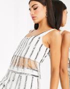Asos Edition Sequin Stripe Crop Top Set-multi