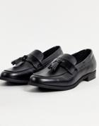 Truffle Collection Faux Leather Tassel Loafers In Black