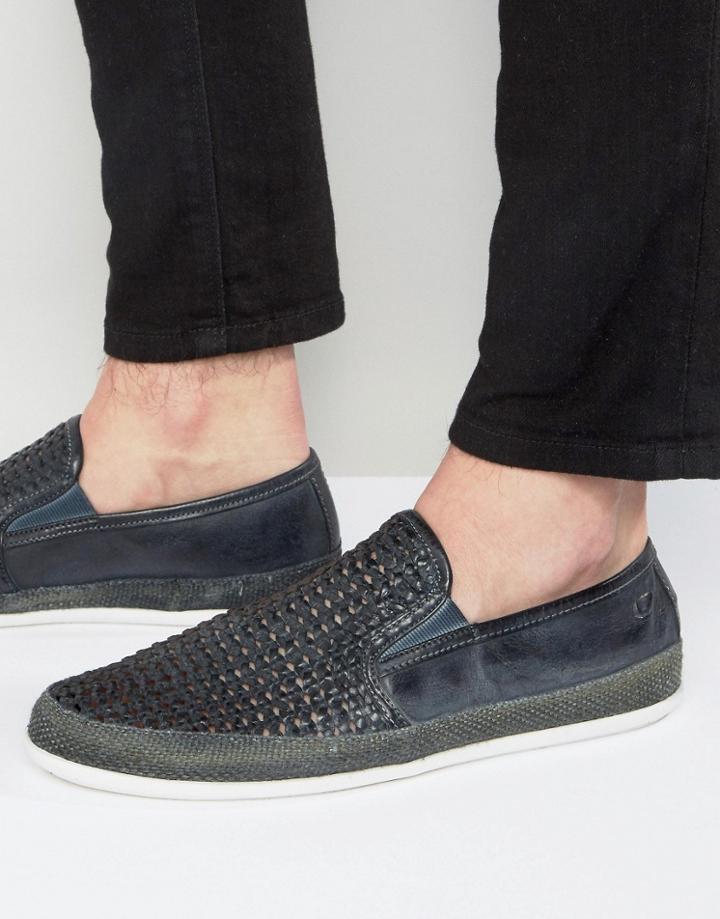 Base London Stage Woven Leather Shoes - Navy