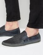 Base London Stage Woven Leather Shoes - Navy