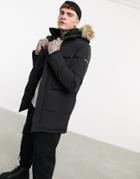 Good For Nothing Double Layer Parka With Faux-fur Hood In Black