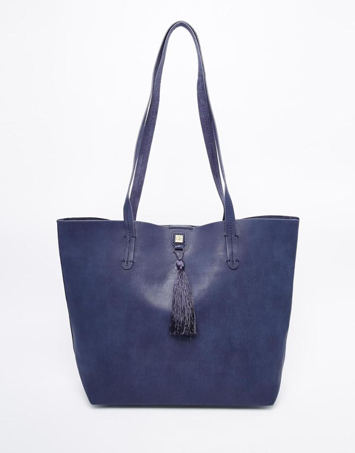 Gracie Roberts No Hassel Tassel Tote Bag - Navy