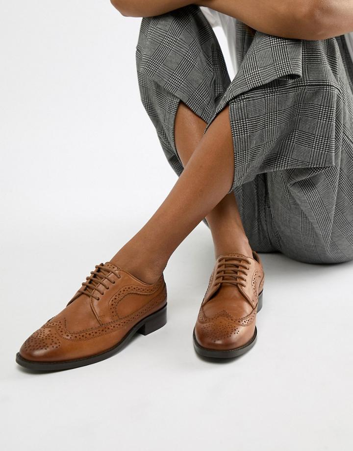 Asos Design Mai Tai Leather Brogues-brown