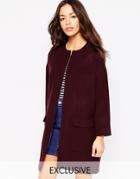 Helene Berman Zip Front Coat In Aubergine - Aubergine