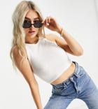 Missguided Petite Basics Ribbed Sleeveless Crop Top In White