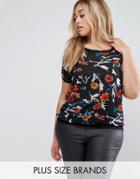 Koko Plus Top In Floral Print - Black