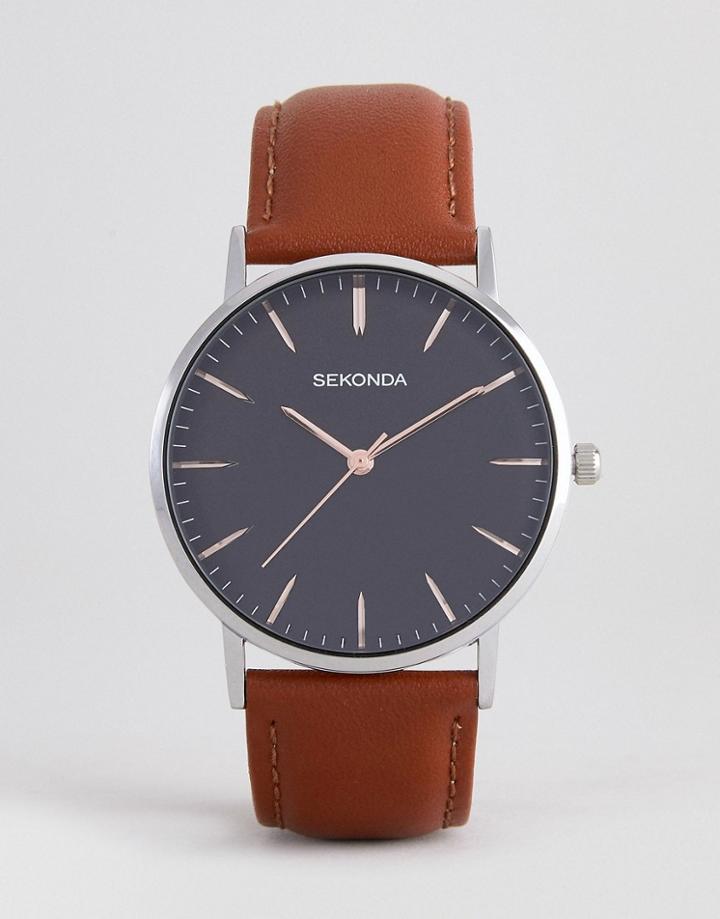 Sekonda Brown Leather Watch With Black Dial Exclusive To Asos - Brown