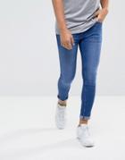 Dml Jeans Super Skinny Spray On Jeans In Mid Blue - Blue
