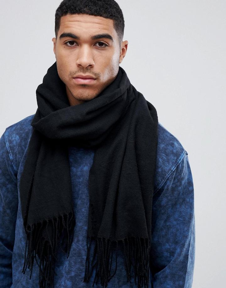 Asos Design Blanket Scarf In Black Recycled Polyester