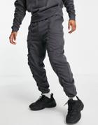 Asos Design Organic Oversized Sweatpants With Ruching Details In Washed Black - Part Of A Set