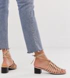 New Look Cut Out Sandal In Beige - Pink
