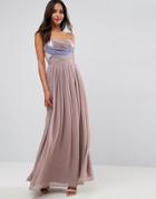 Asos Wedding Ruched Color Block Maxi Dress - Purple