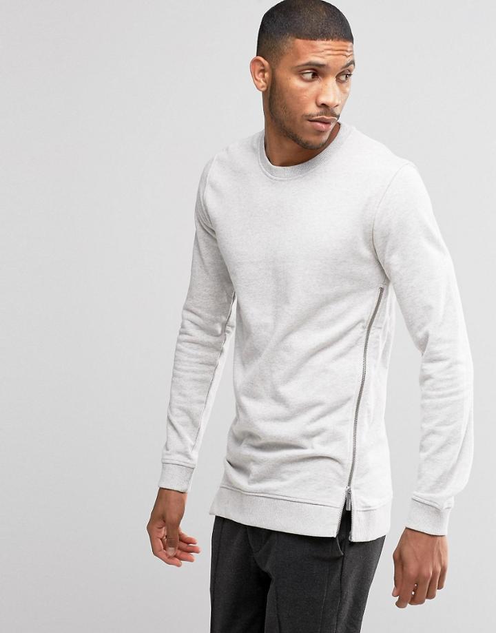 Lindbergh Sweatshirt With Side Zip In Gray - Gray