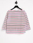 & Other Stories Organic Cotton Stripe Print Long Sleeve T-shirt In Red Stripe-multi