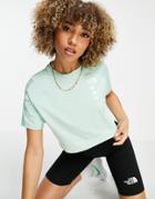 The North Face Glacier Cropped T-shirt In Mint Green - Green
