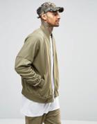 Granted Bomber Jacket With Rouched Sleeves - Khaki