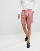 Asos Design Slim Mid Length Smart Shorts In Dusky Pink Cotton Sateen - Pink
