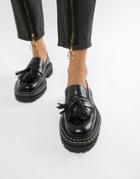 Asos Design Machine Premium Leather Chunky Tassel Loafers - Black