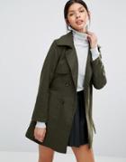 Love & Other Things Belted Trench Coat - Green