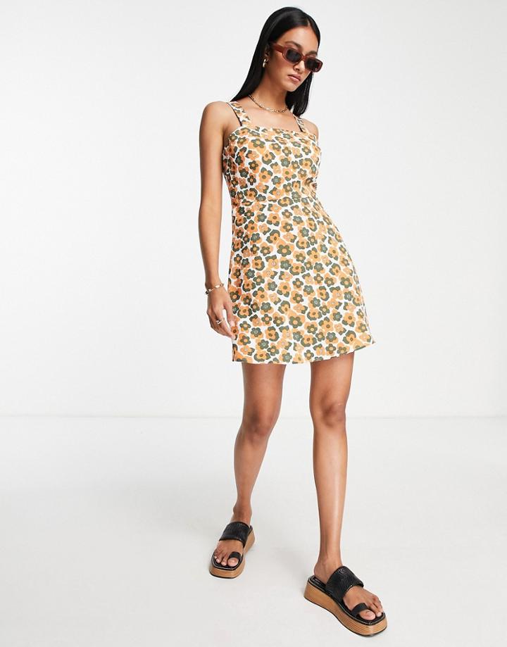 Lola May Mini A-line Dress In Floral Print-multi