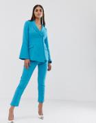 Lavish Alice Button Detail Tailored Pants In Turquoise - Green