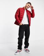 Jack & Jones Essentials Padded Jacket With Stand Collar In Red