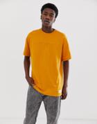 Fairplay Lansky T-shirt With Chest Emrboidery In Yellow - Orange