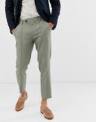 Asos Design Skinny Crop Smart Pants In Olive Crepe Texture-green