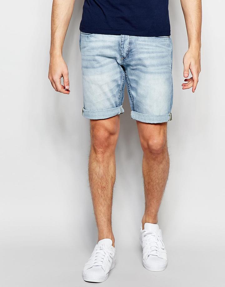 Jack & Jones Light Wash Denim Shorts - Light Blue