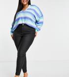 River Island Plus Waxed Coated Skinny Jeans In Black