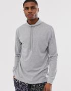 Asos Design Relaxed Long Sleeve T-shirt With Cord Chunky Neck In Gray Marl - Gray