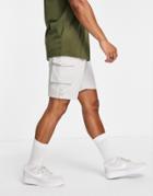 Mennace Nylon Cargo Shorts In Gray With Snaps Hem-grey