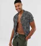Asos Design Tall Swim Shorts In Khaki Short Length With Black & White Drawcord-green