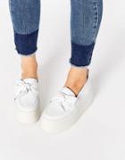 Kg By Kurt Geiger Lucky Leather Bow Flatform Shoes - White