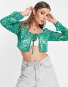 Stradivarius Tie Detail Cardigan In 70s Paisley Print-multi