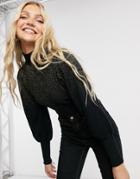 Qed London High Neck Scattered Glitter Sweater In Black