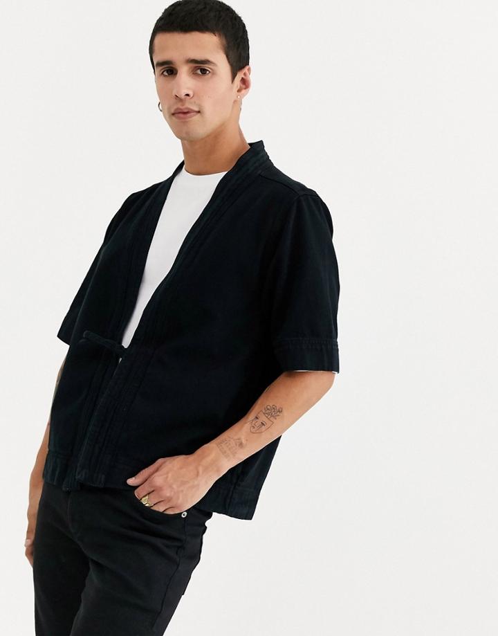 Asos Design Denim Kimono In Washed Black